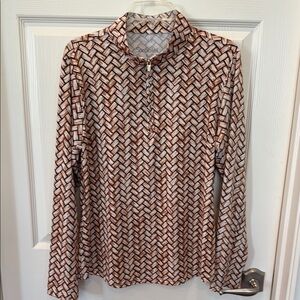 San Soleil Brown Quarter Zip Top